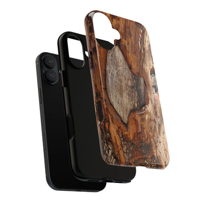Rustic Bark Tough Magnetic Phone Case — Wood Texture Protective Phone Case