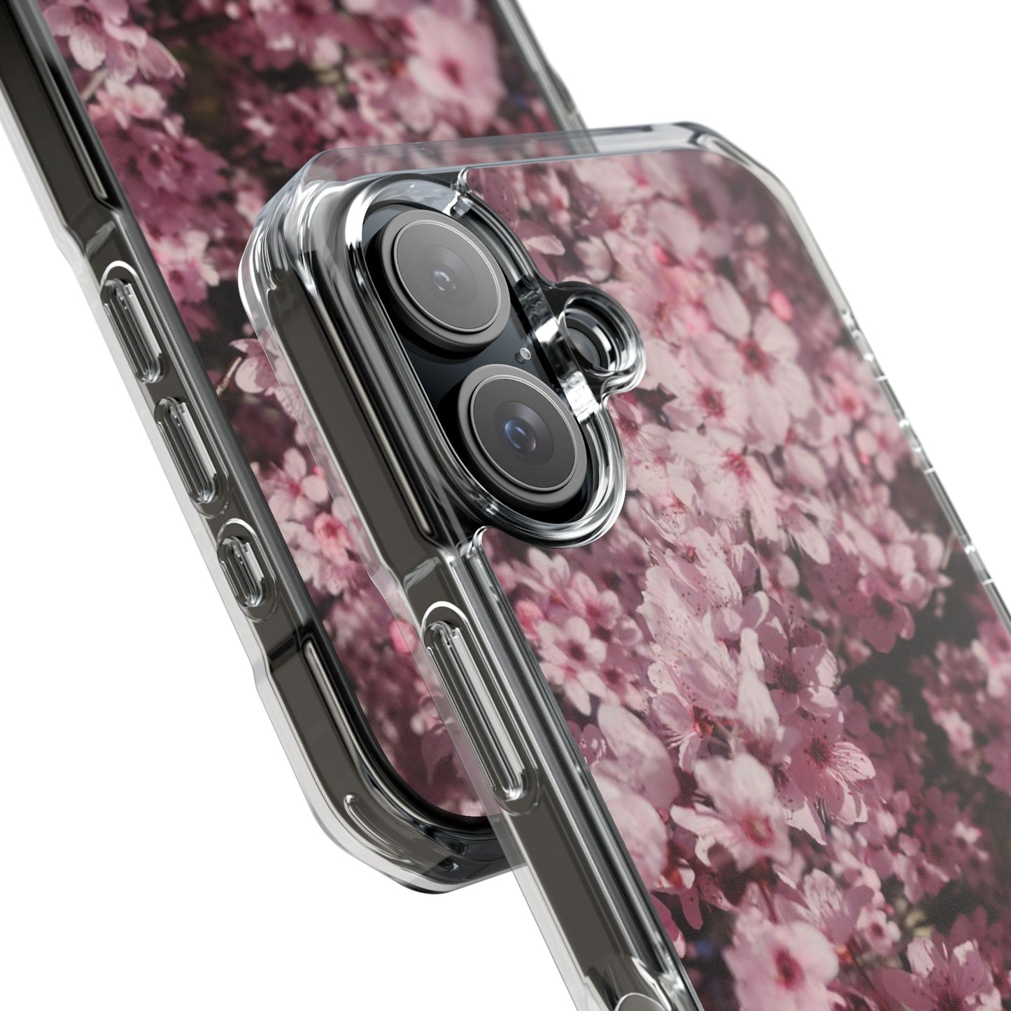 Cherry Blossom Tough Clear Magnetic Phone Case – Pink Floral Protective Phone Cover