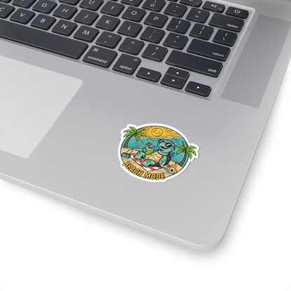 Beach Mode Turtle Sticker — Cute Summer Beach Vibes Kiss-Cut Sticker