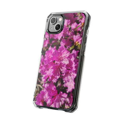 Pink Azalea Tough Clear Magnetic Phone Case — Floral Protective Phone Cover