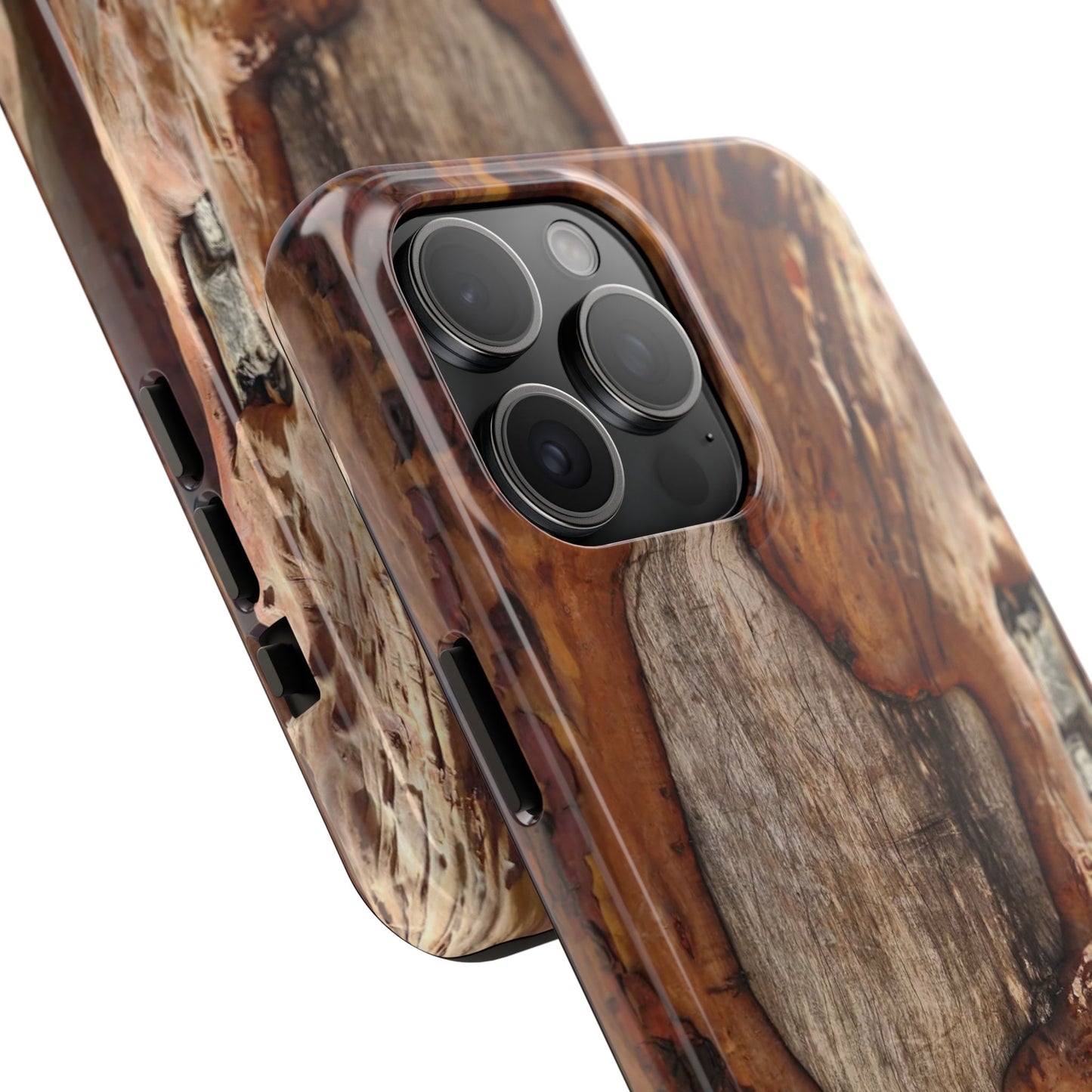 Rustic Bark Tough Phone Case — Wood Texture Protective Phone Case