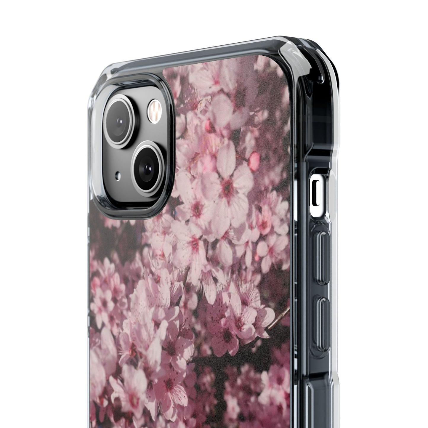 Cherry Blossom Tough Clear Magnetic Phone Case – Pink Floral Protective Phone Cover