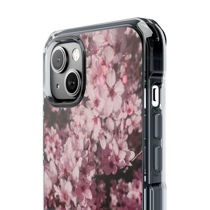 Cherry Blossom Tough Clear Magnetic Phone Case – Pink Floral Protective Phone Cover