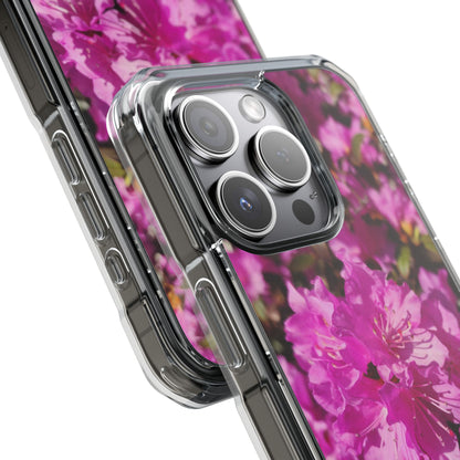 Pink Azalea Tough Clear Magnetic Phone Case — Floral Protective Phone Cover