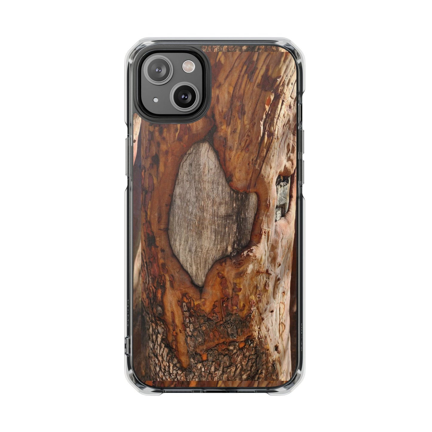 Rustic Bark Tough Clear Magnetic Phone Case — Wood Texture Protective Phone Case