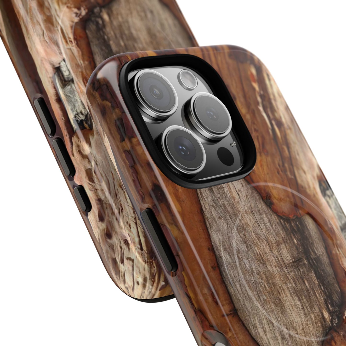 Rustic Bark Tough Magnetic Phone Case — Wood Texture Protective Phone Case