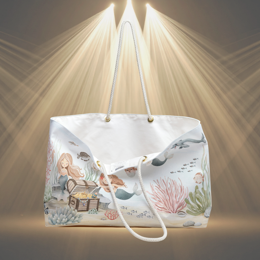 Mermaid Treasure Weekender Bag — Beach Tote with Whimsical Underwater Design